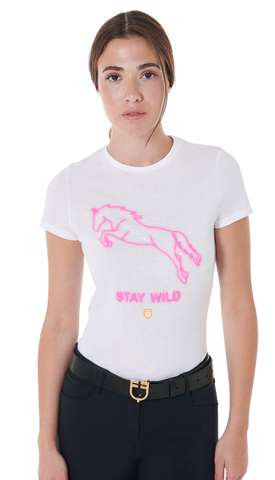 T-shirt donna slim fit  con stampa stay  wild