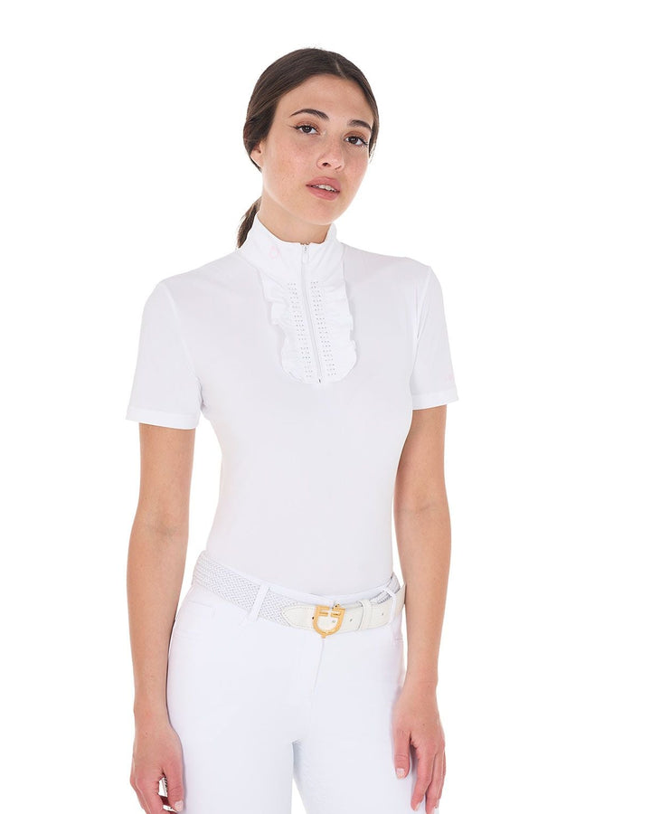 Polo da concorso donna con strass e zip