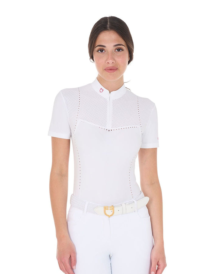 Polo da concorso donna traforata con zip