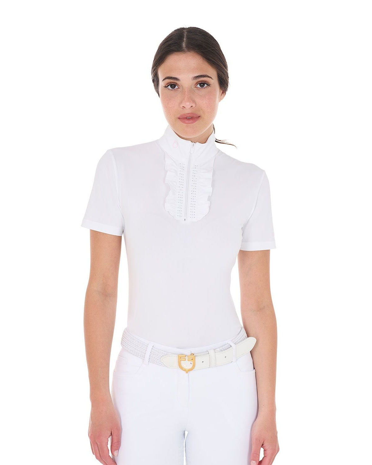 Polo da concorso donna con strass e zip